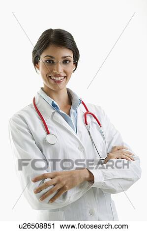 Stock Image - Doctor wearing stethoscope. Fotosearch