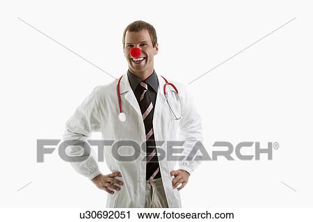 Doctor with stethoscope and clown's nose View Large Photo Image Stock Image - Doctor with stethoscope and clown's nose. Fotosearch