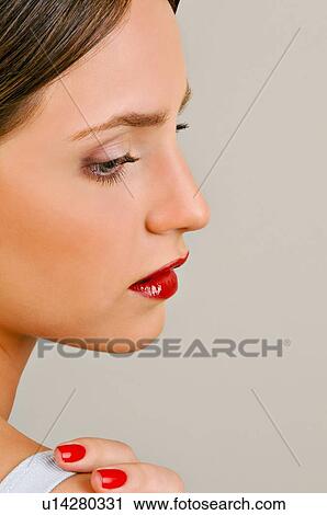 Stock Image - Female young adult face. Fotosearch