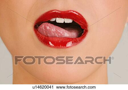 Female young adult mouth; tongue licking lips View Large Photo Image Stock Image - Female young adult mouth; tongue licking lips. Fotosearch