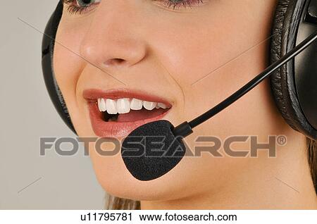 Female young adult mouth with microphone headset View Large Photo Image Stock Image - Female young adult mouth with microphone headset. Fotosearch