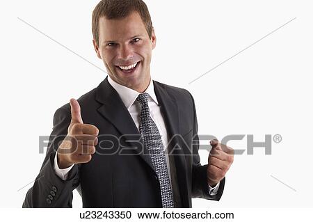 Stock Image - Man signing thumbs up. Fotosearch