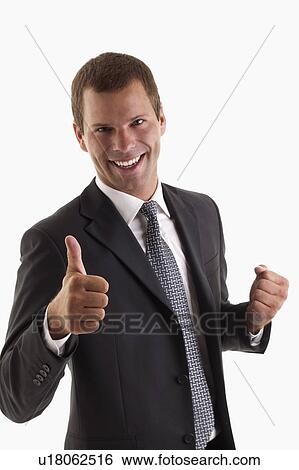 Stock Photograph - Man signing thumbs up. Fotosearch