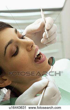 Stock Image - Patient at the dentist. Fotosearch