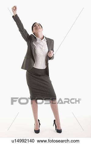 Stock Image - Woman holding fist up. Fotosearch