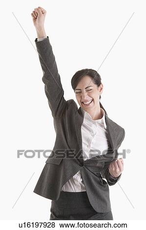 Stock Photo - Woman holding fist up. Fotosearch