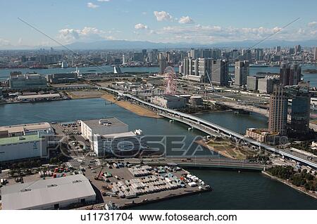 Picture - Aerial view of Ariake, Koto ward, Tokyo Prefecture, Honshu, Japan. Fotosearch