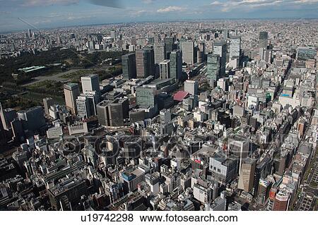 Aerial view of Ginza, Chuo ward, Tokyo Prefecture, Honshu, Japan View Large Photo Image Stock Photo - Aerial view of Ginza, Chuo ward, Tokyo Prefecture, Honshu, Japan. Fotosearch