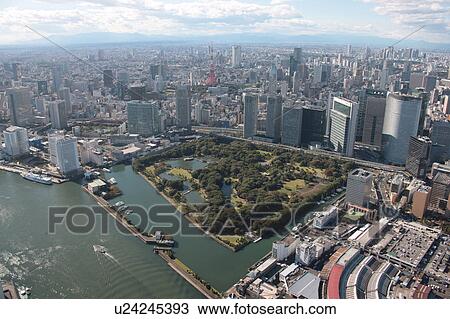Aerial view of Hamarikyu park, Minato ward, Tokyo Prefecture, Honshu, Japan View Large Photo Image Stock Image - Aerial view of Hamarikyu park, Minato ward, Tokyo Prefecture, Honshu, Japan. Fotosearch