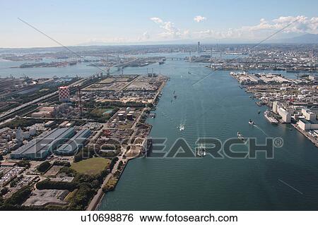 Aerial view of Keihin Port, Kawasaki ward, Kawasaki City, Kanagawa Prefecture, Honshu, Japan View Large Photo Image Stock Photograph - Aerial view of Keihin Port, Kawasaki ward, Kawasaki City, Kanagawa Prefecture, Honshu, Japan. Fotosearch