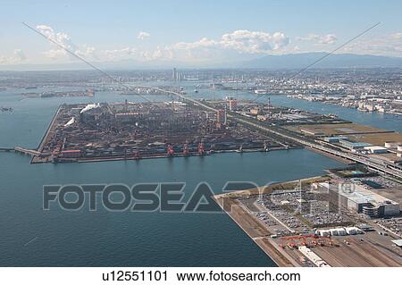 Aerial view of Keihin Port, Tsurumi ward, Yokohama City, Kanagawa Prefecture, Honshu, Japan View Large Photo Image Stock Image - Aerial view of Keihin Port, Tsurumi ward, Yokohama City, Kanagawa Prefecture, Honshu, Japan. Fotosearch