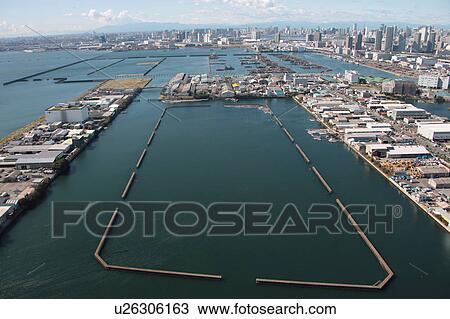 Aerial view of log boom at Tokyo bay, Koto ward, Tokyo Prefecture, Honshu, Japan View Large Photo Image Stock Image - Aerial view of log boom at Tokyo bay, Koto ward, Tokyo Prefecture, Honshu, Japan. Fotosearch