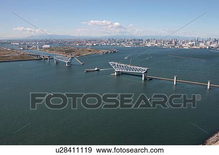 Aerial view of Rinkai Ohashi Bridge, Koto ward, Tokyo Prefecture, Honshu, Japan View Large Photo Image Stock Photo - Aerial view of Rinkai Ohashi Bridge, Koto ward, Tokyo Prefecture, Honshu, Japan. Fotosearch