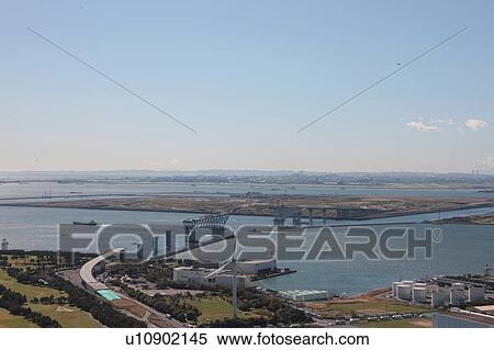 Stock Photography - Aerial view of Rinkai Ohashi Bridge, Koto ward, Tokyo Prefecture, Honshu, Japan. Fotosearch