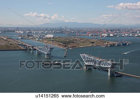 Aerial view of Rinkai Ohashi Bridge, Koto ward, Tokyo Prefecture, Honshu, Japan View Large Photo Image Stock Photography - Aerial view of Rinkai Ohashi Bridge, Koto ward, Tokyo Prefecture, Honshu, Japan. Fotosearch