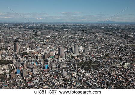 Aerial view of Saitama City, Saitama Prefecture, Honshu, Japan View Large Photo Image Stock Photo - Aerial view of Saitama City, Saitama Prefecture, Honshu, Japan. Fotosearch