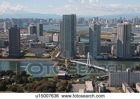 Aerial view of Tatsumi canal, Koto ward, Tokyo Prefecture, Honshu, Japan View Large Photo Image Stock Photograph - Aerial view of Tatsumi canal, Koto ward, Tokyo Prefecture, Honshu, Japan. Fotosearch