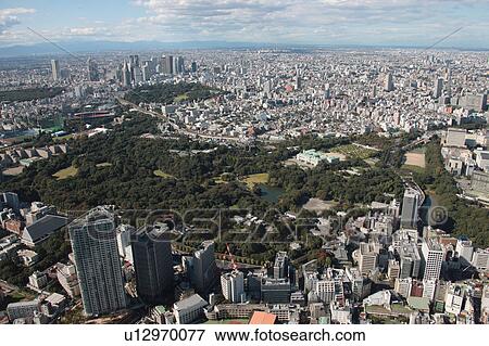 Aerial view of Togu Gosho (The Crown Prince's Residence), Minato ward, Tokyo Prefecture, Honshu, Japan View Large Photo Image Stock Photo - Aerial view of Togu Gosho (The Crown Prince's Residence), Minato ward, Tokyo Prefecture, Honshu, Japan. Fotosearch