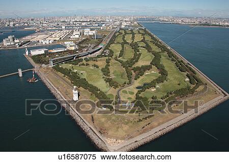 Aerial view of Tokyo Bay and Wakasu golf course, Koto ward, Tokyo Prefecture, Honshu, Japan View Large Photo Image Stock Photography - Aerial view of Tokyo Bay and Wakasu golf course, Koto ward, Tokyo Prefecture, Honshu, Japan. Fotosearch