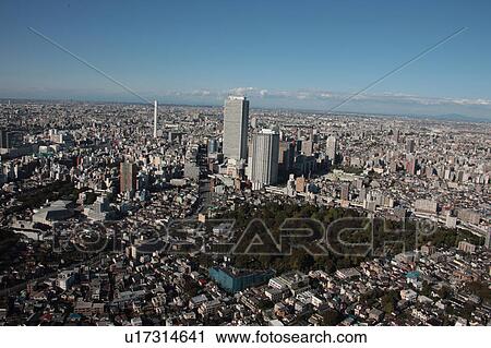 Stock Image - Aerial view of Toshima ward, Tokyo Prefecture, Honshu, Japan. Fotosearch
