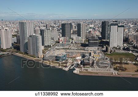 Aerial view of Toyosu, Koto ward, Tokyo Prefecture, Honshu, Japan View Large Photo Image Stock Image - Aerial view of Toyosu, Koto ward, Tokyo Prefecture, Honshu, Japan. Fotosearch