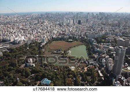 Stock Photo - Aerial view of Ueno park, Taito ward, Tokyo Prefecture, Honshu, Japan. Fotosearch