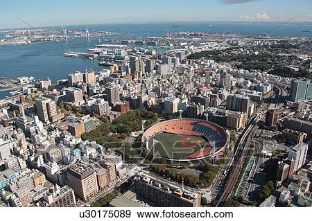 Aerial view of Yokohama City, Kanagawa Prefecture, Honshu, Japan View Large Photo Image Stock Photo - Aerial view of Yokohama City, Kanagawa Prefecture, Honshu, Japan. Fotosearch