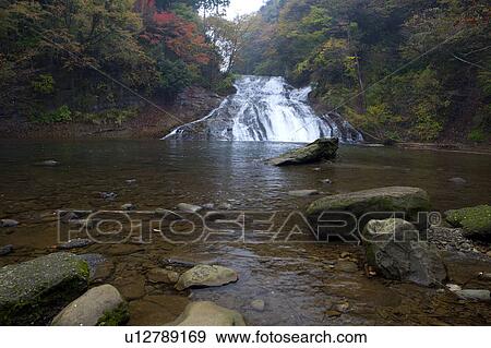 Stock Photo -  Awamata Falls in Autumn. Fotosearch