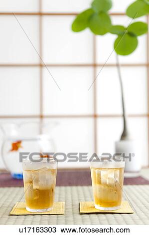 Stock Image - Barley tea, selective focus. Fotosearch