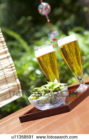 Beer and edamame View Large Photo Image Stock Image - Beer and edamame. Fotosearch