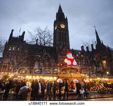 Stock Image - Christmas Fair at Albert Square. Fotosearch