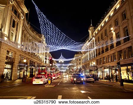 Stock Image - Christmas Lights at Regent Street. Fotosearch