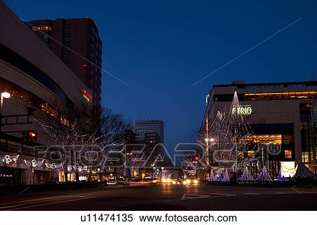 Stock Photography - Christmas Lights Decorating Street. Fotosearch