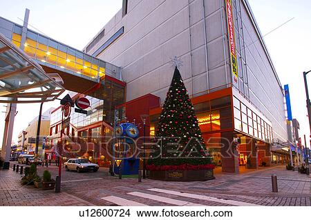 Christmas Tree Outside Shopping Mall View Large Photo Image Picture - Christmas Tree Outside Shopping Mall. Fotosearch