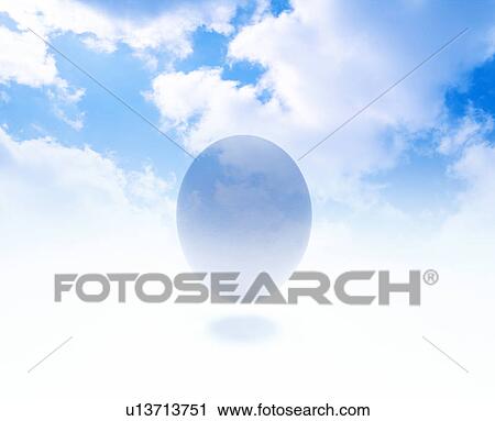 Stock Image - Egg and sky, Digital Composite. Fotosearch