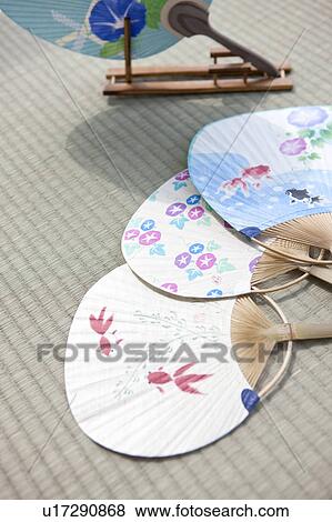 Fan on Tatami mat View Large Photo Image Stock Photo - Fan on Tatami mat. Fotosearch