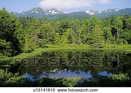 Stock Photography - Gyuutome lake and Norikura. Fotosearch