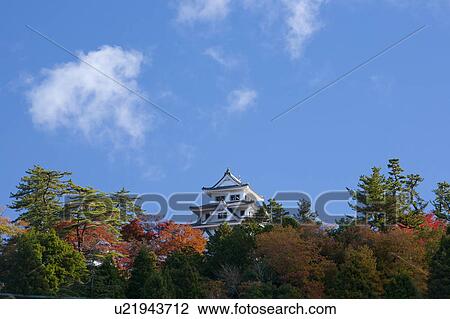 Stock Image - Hachiman Castle in Autumn. Fotosearch