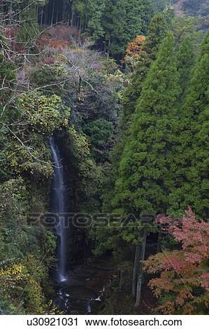 Stock Image - High Angle View of Waterfall. Fotosearch