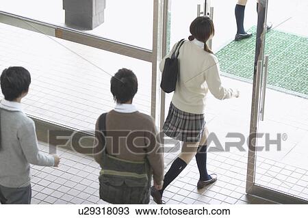 Stock Image - High school students going home, Japan. Fotosearch