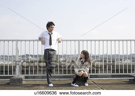 High school students talking on rooftop, Japan View Large Photo Image Stock Photograph - High school students talking on rooftop, Japan. Fotosearch