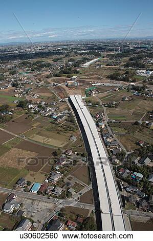 Stock Image - Highway construction, Saitama Prefecture, Honshu, Japan. Fotosearch