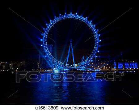 Stock Photo - Illuminated London Eye. Fotosearch