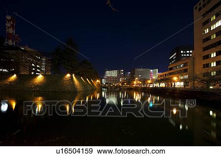Illuminations of the Fukui ruins of a castle View Large Photo Image Stock Photo - Illuminations of the Fukui ruins of a castle. Fotosearch