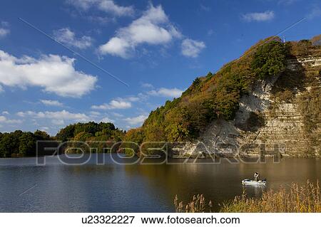 Stock Photo - Kameyama Lake at Autumn. Fotosearch