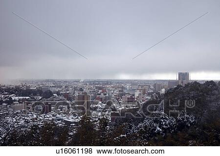 Stock Photo - Kanazawa City Seen From Mt Utatsu. Fotosearch