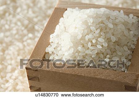Stock Image - Koshihikari rice in Masu . Fotosearch
