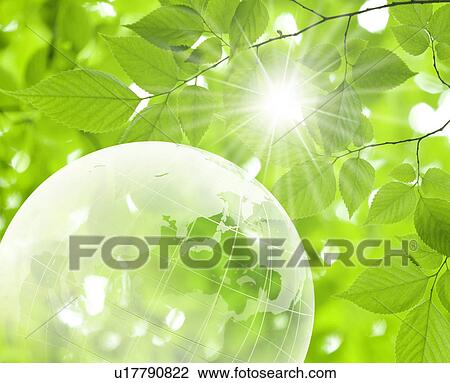 Stock Image - Leaf and globe, Digital Composite. Fotosearch