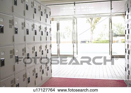 Picture - Locker for shoes at high school, Japan. Fotosearch