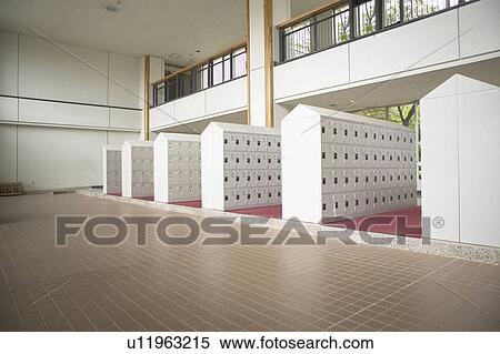 Stock Photography - Locker for shoes at high school, Japan. Fotosearch